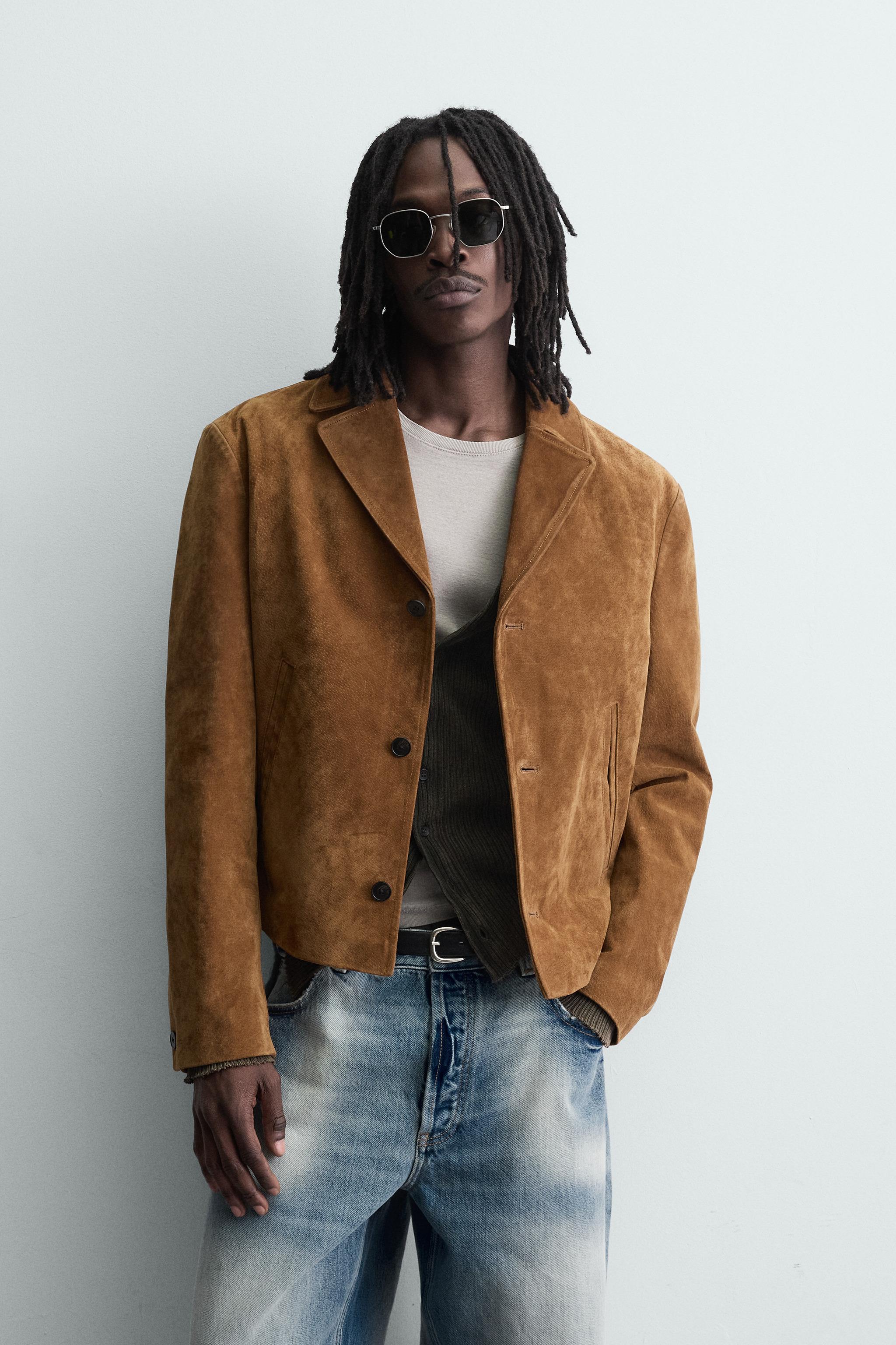 BLOUSON EN CUIR CROÛTE DE
